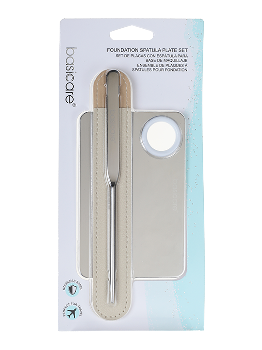 BASIC• Includes 1 spatula + pouch + board • Made of stainless steel • Ideal for a hygienic mixing and taking of various products before application such as foundations, lipsticks or others.ARE FOUNDATION SPATULA KIT(INCLUDE 1 SPATULA+POUCH+BOARD)