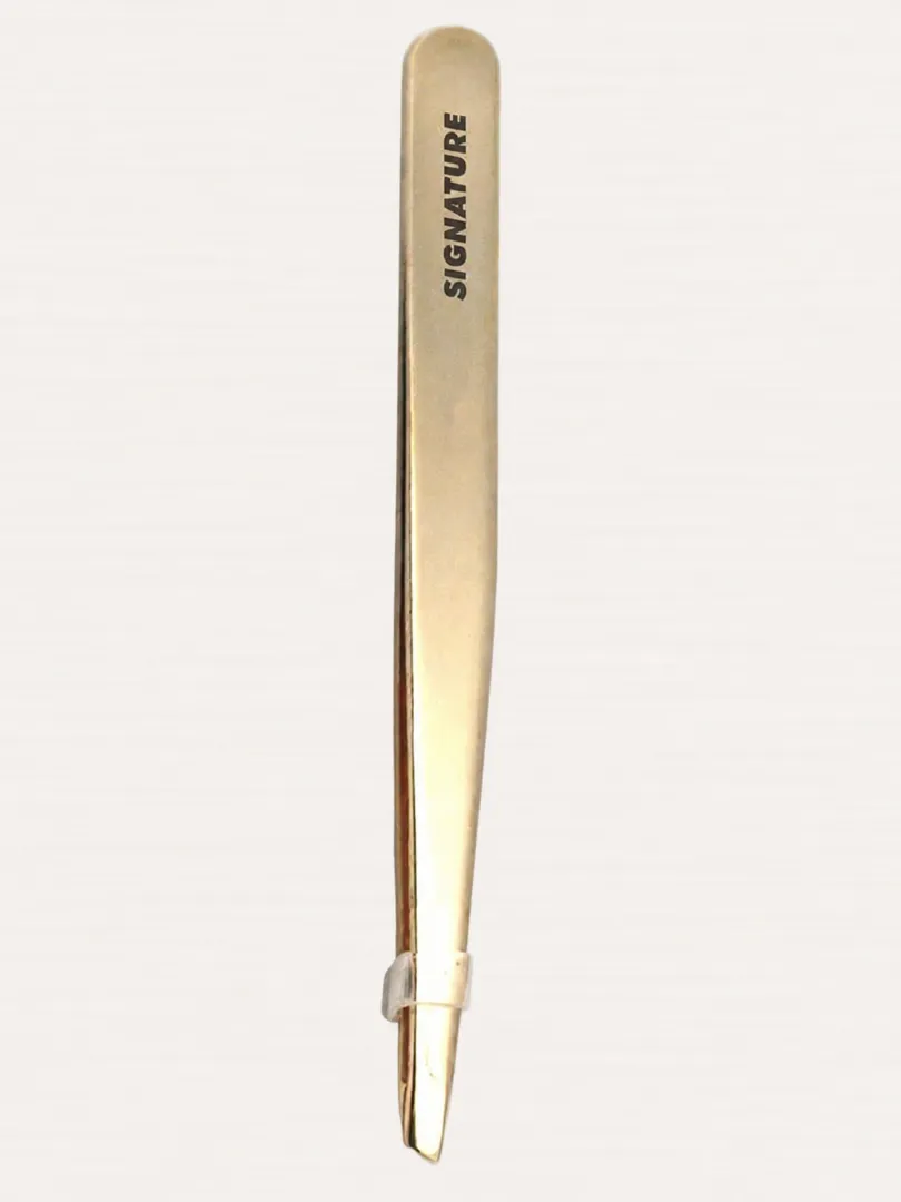 SIGNATURE Gold Slant Tweezers & Case
