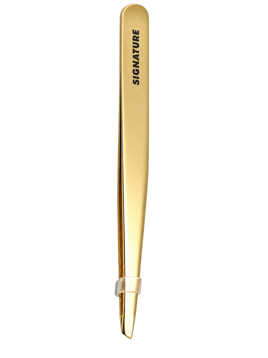 SIGNATURE Gold Slant Tweezers & Case